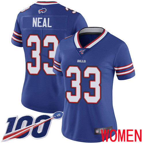 Women Buffalo Bills #33 Siran Neal Royal Blue Team Color Vapor Untouchable Limited Player 100th Season NFL Jersey
